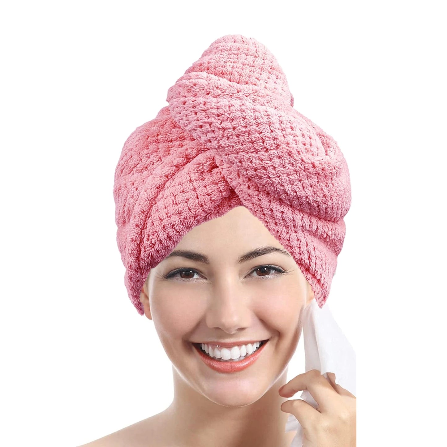 Absorbent Microfiber Hair Towel Wrap with Button for Women