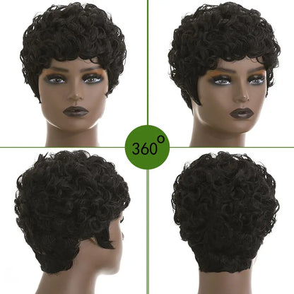 Women's Short Curly Afro Pixie Cut Synthetic Wig