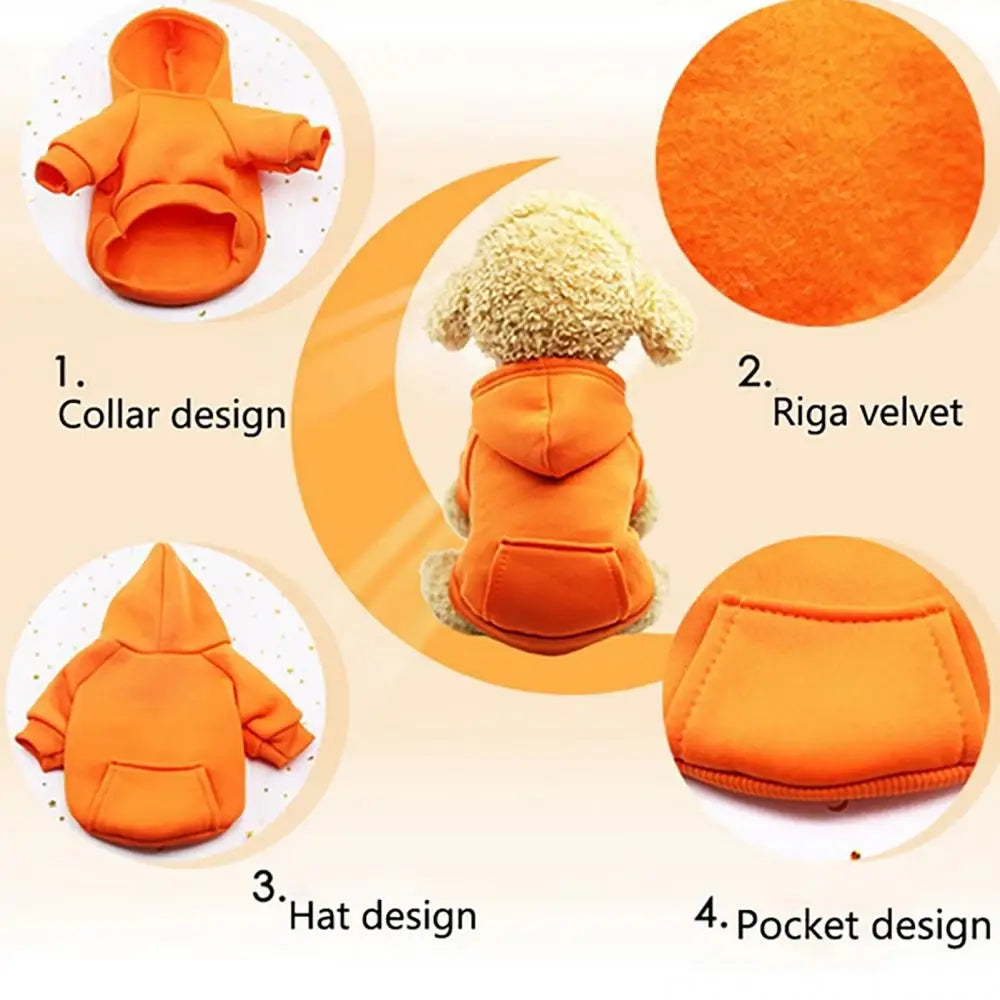 Warm Winter Dog Hoodie Sweatshirt for Small & Medium Dogs