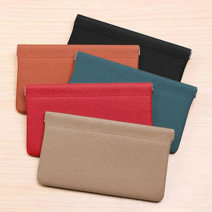 Self Closing PU Leather Long Wallet and Passport Holder