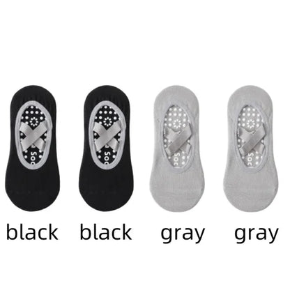 1 or 4 Pairs Women's Anti Slip Yoga Pilates Socks