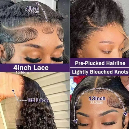38 40 Inch Deep Wave 13x6 HD Lace Front Human Hair Wig 200% Density