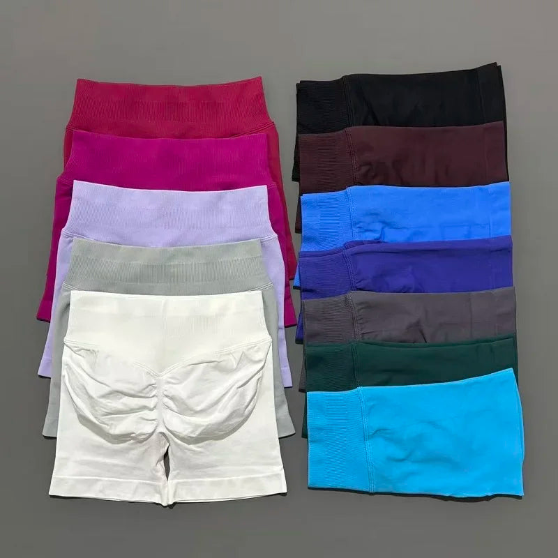 Women Fitness Workout Shorts Yoga High Waist Lift Butt Fitness Shorts Gym Running Sportswear Women Push Up Gym Leggings