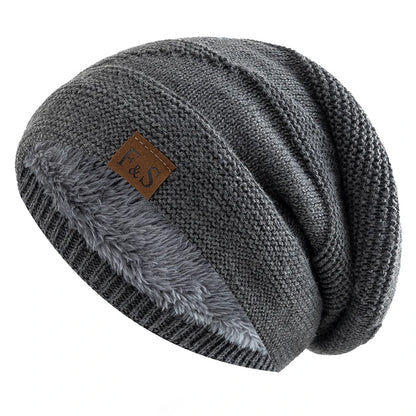 Unisex Faux Fur Lined Slouchy Winter Beanie