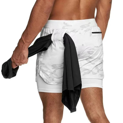 Men's Camo 2 in 1 Quick Dry Running Shorts