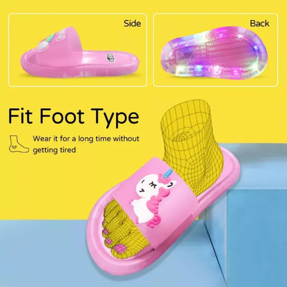 Kids Cartoon Unicorn Light Up Slippers for Boys & Girls