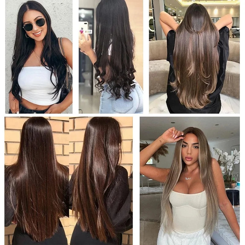 Women's 24 Inch 5 Clip Straight Synthetic Hair Extension