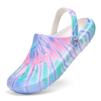 Women’s Tie Dye EVA Garden Clogs Lightweight Non Slip Beach Slides