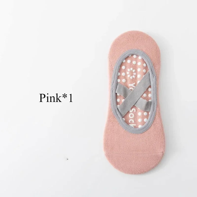1 or 4 Pairs Women's Anti Slip Yoga Pilates Socks