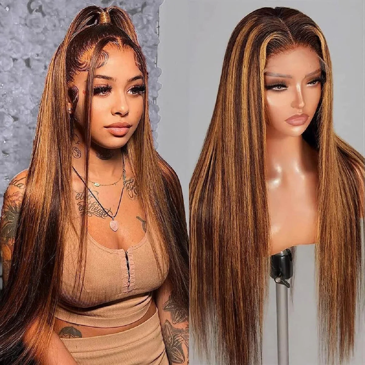 Women's 30 Inch 613 Blonde Straight HD Lace Front Human Hair Wig
