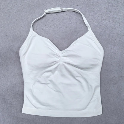 Women's Backless Strappy Workout Tank Top with Built In Bra