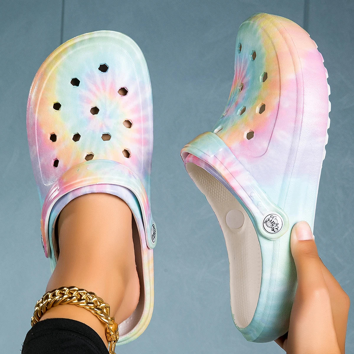 Women’s Tie Dye EVA Garden Clogs Lightweight Non Slip Beach Slides