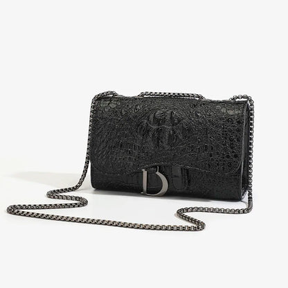 Women’s Croc Pattern Sequin Chain Crossbody Evening Bag