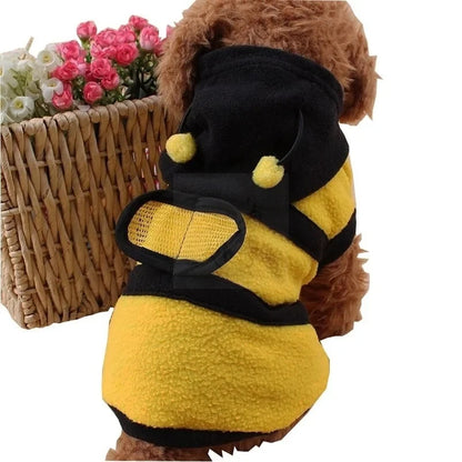 Bee Costume Fleece Hoodie for Dogs & Cats Halloween Pet Sweater