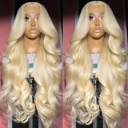 Women's 38 Inch 613 Blonde Body Wave HD Lace Front Human Hair Wig