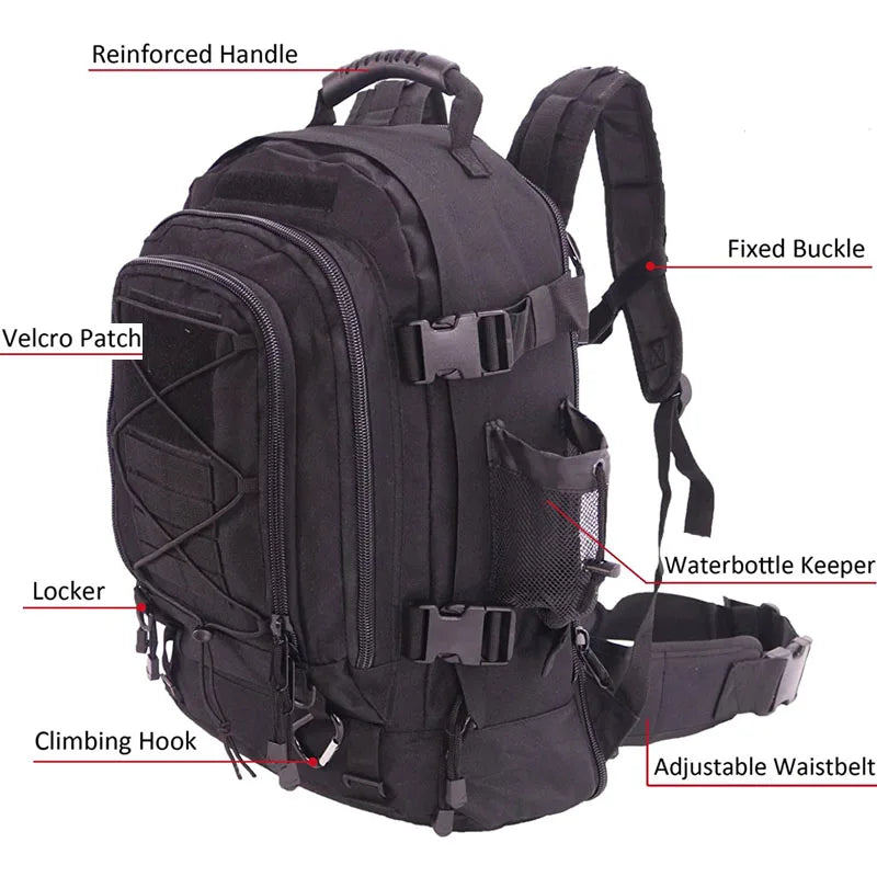 60L MOLLE Military Tactical Hiking Backpack