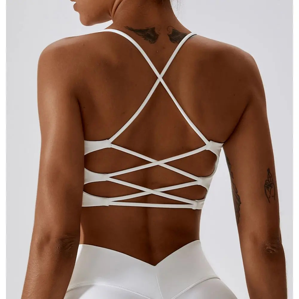 Women's Cross Back Padded Fitness Sports Bra