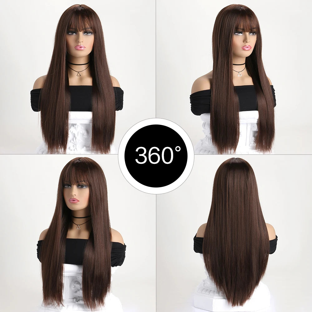 Women's 26 Inch Long Straight Synthetic Cosplay Wig