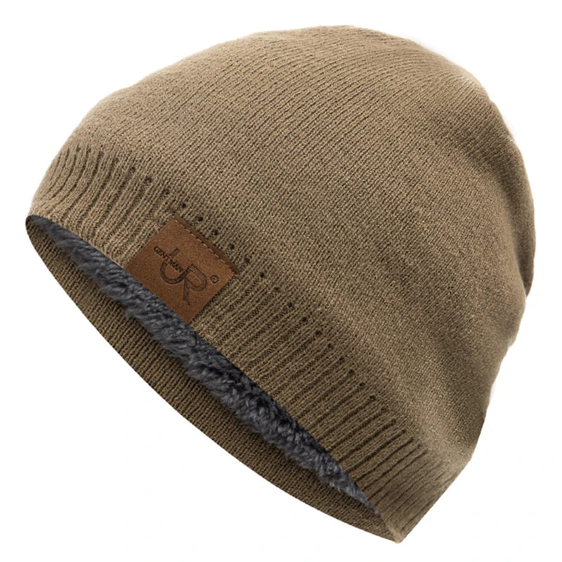 Unisex Warm Knitted Beanie with Fur Lining for Men & Women