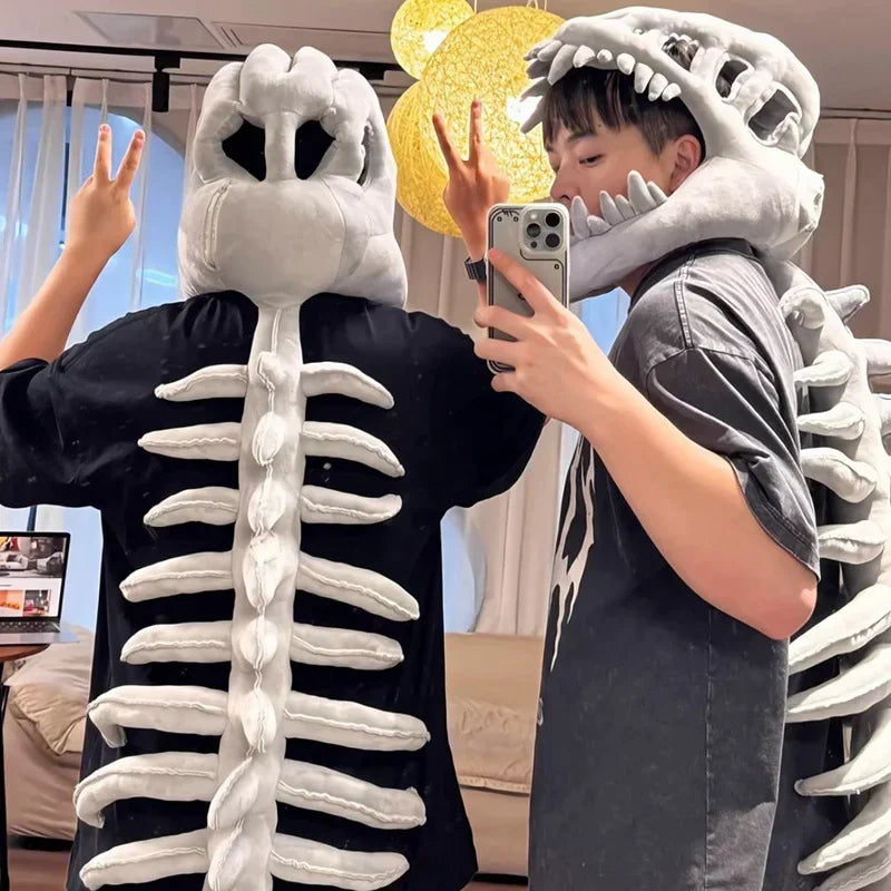 Realistic Dinosaur Skeleton Costume Set with Funny Headgear