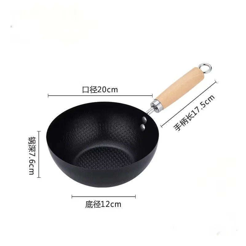 Uncoated Flat Bottom Iron Wok for Stir Fry Cooking