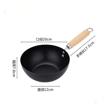 Uncoated Flat Bottom Iron Wok for Stir Fry Cooking