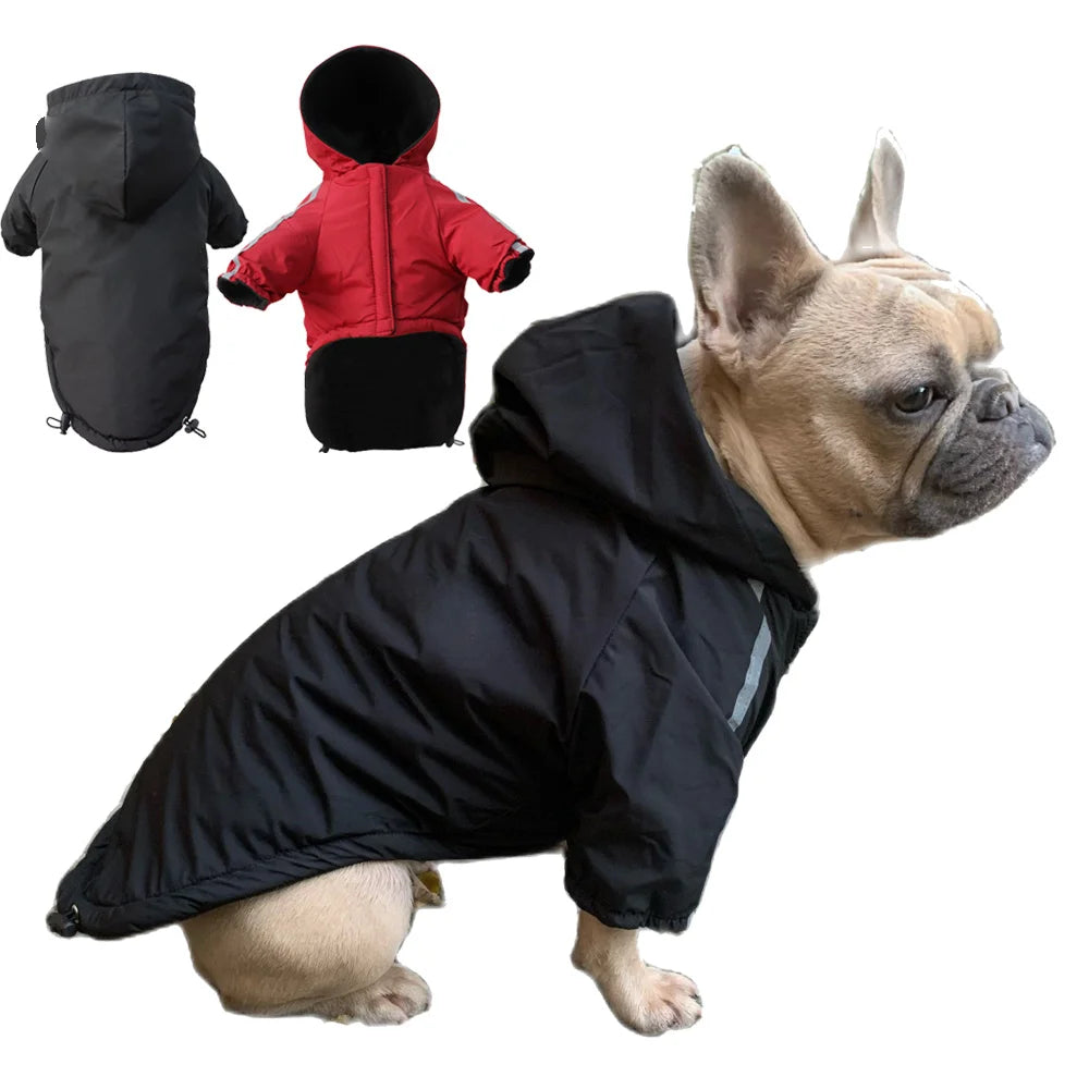 Waterproof Warm Hooded Dog Coat with Reflective Details for Small Dogs & Cats