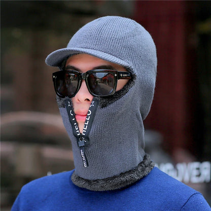 Men's Warm Wool Knit Hat with Ear Protection