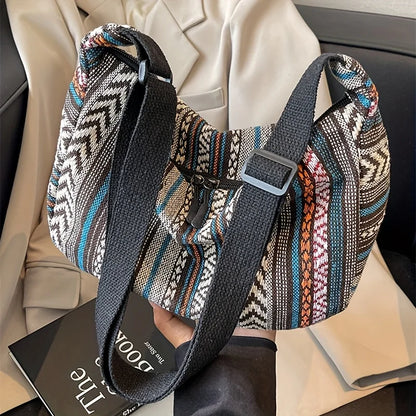 Tribal Striped Foldable Crossbody Shoulder Bag for Women