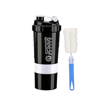 16 Oz Leak Proof Protein Shaker Bottle with Storage Cups