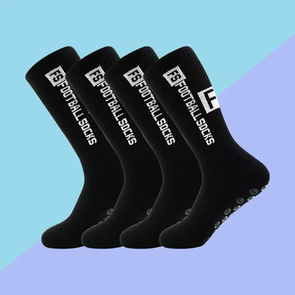 4 Pairs Men's Non Slip Grip Soccer Sports Socks