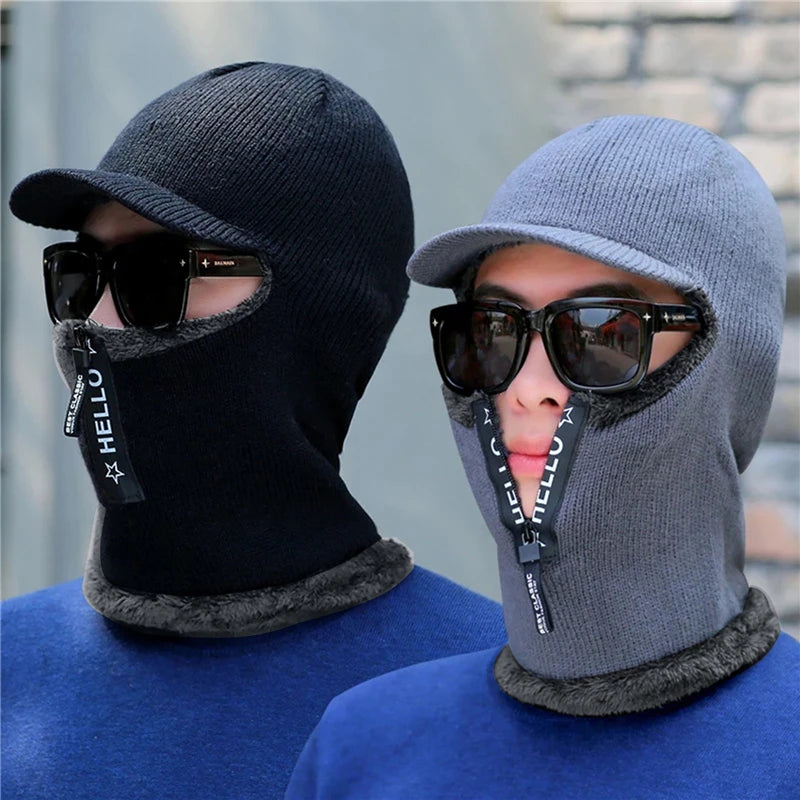 Men's Warm Wool Knit Hat with Ear Protection