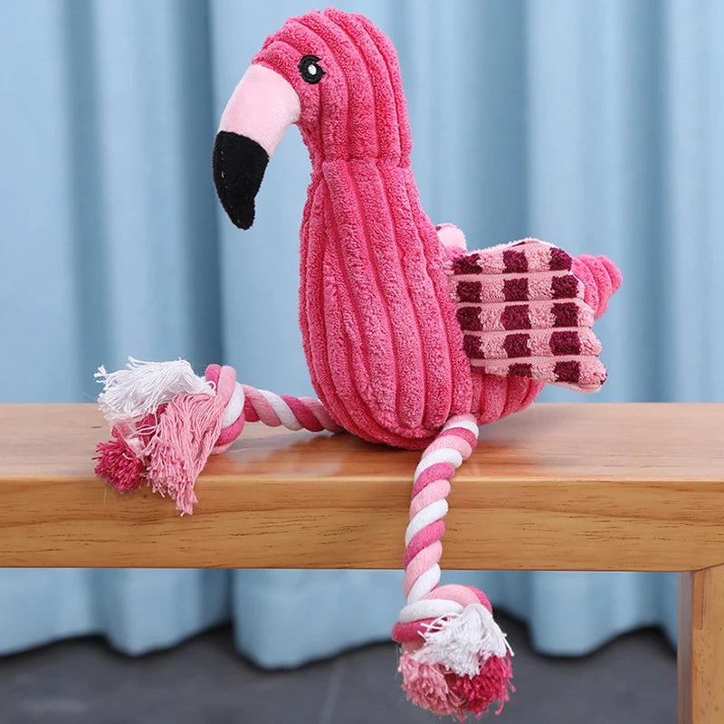 Cute Animal Plush Squeaky Dog Toy Bite Resistant Corduroy Pet Toy