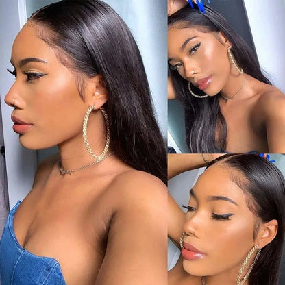 Women's 40 Inch 250% Density Straight HD Lace Front Human Hair Wig