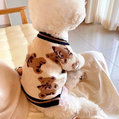 Striped Cardigan Sweater for Dogs & Cats Warm Pet Clothes