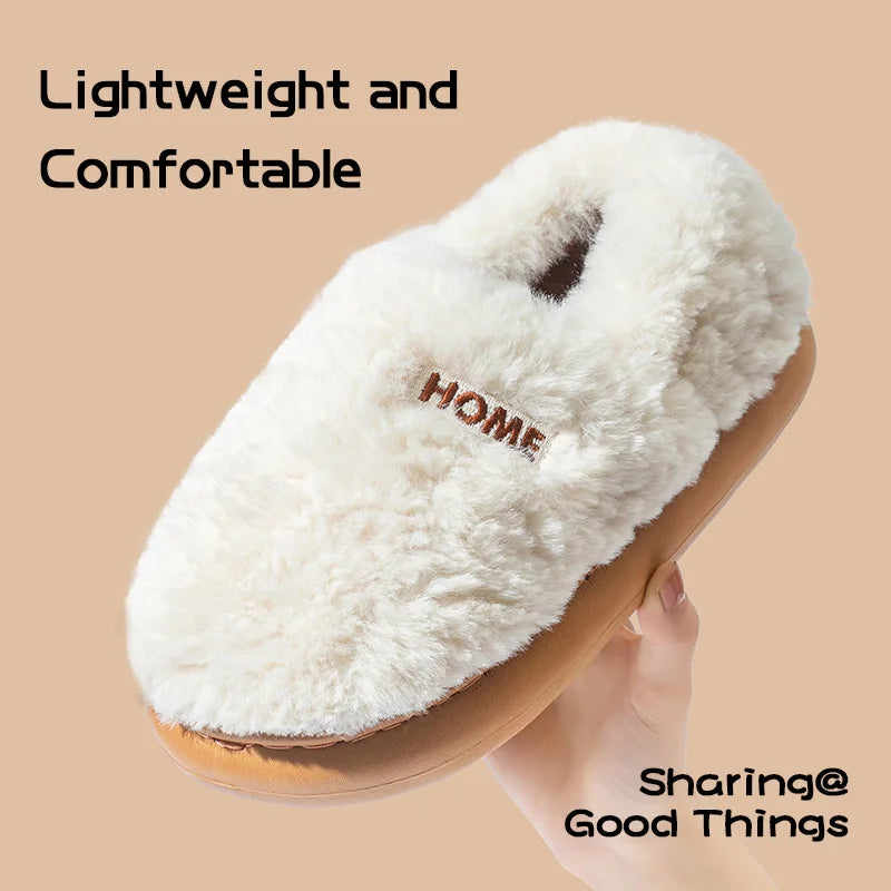 Women's Winter Plush Cotton Slippers Warm Non Slip Home Shoes