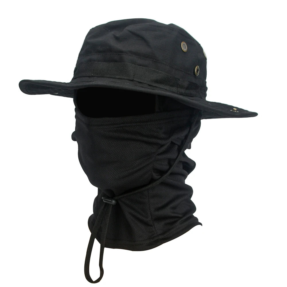 2 Piece Men's Wide Brim Boonie Hat and Balaclava Set