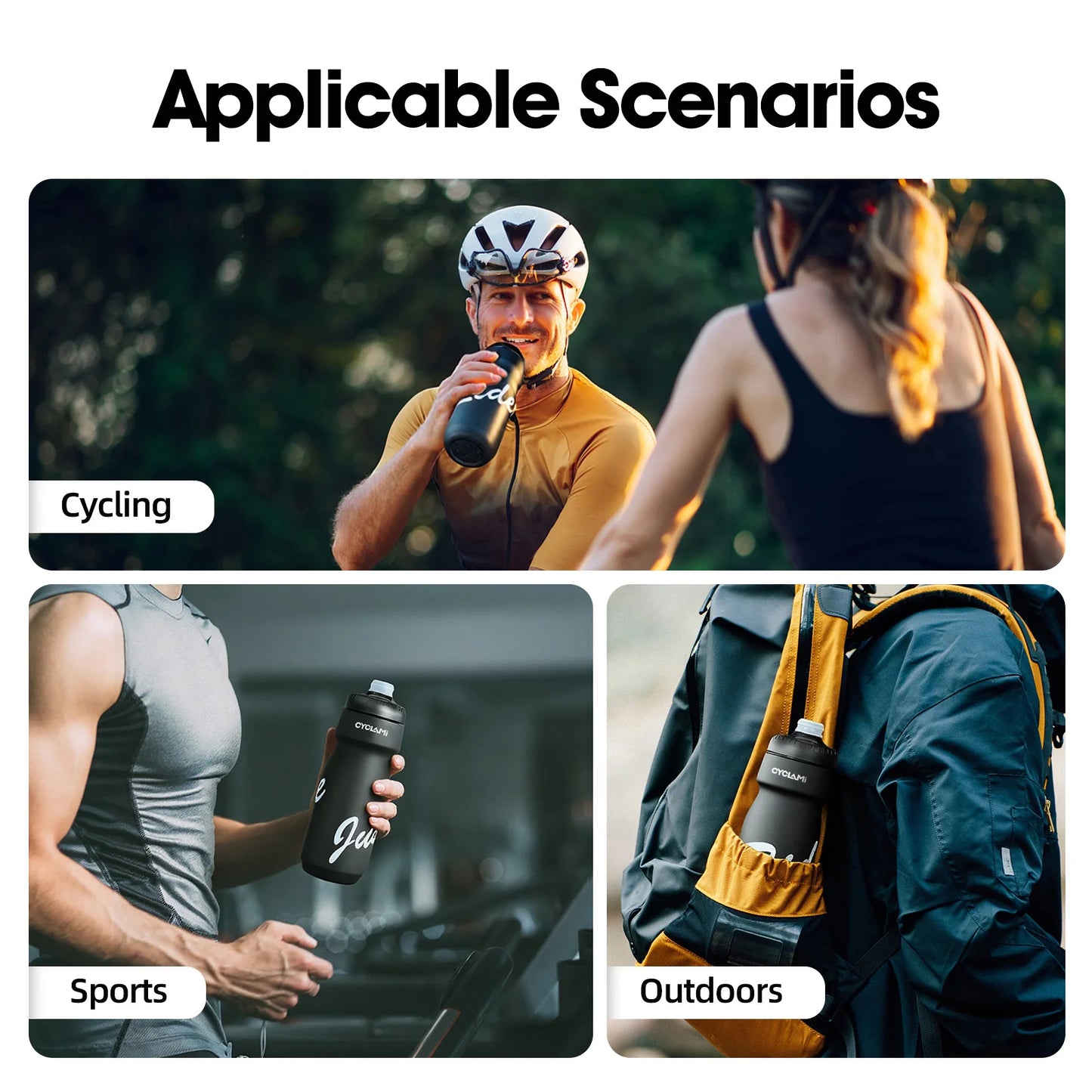 CYCLAMI 650ml or 750ml Leak Proof Cycling Water Bottle