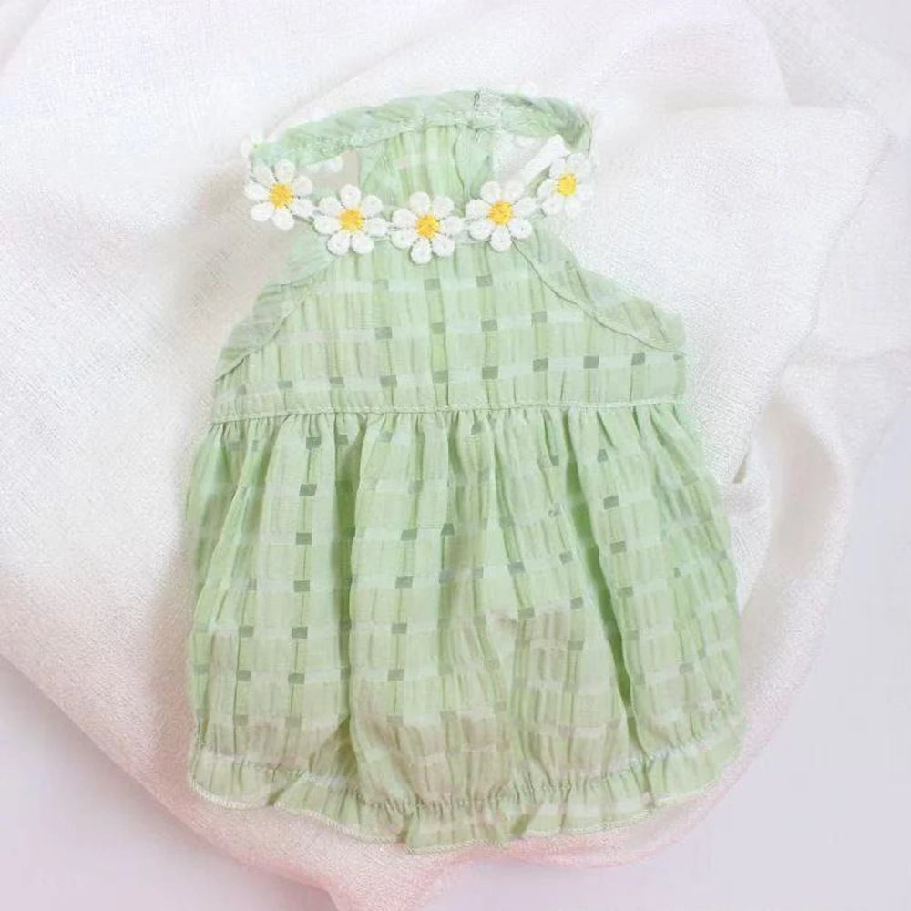 Floral Wreath Princess Dress for Small Dogs & Cats Summer Pet Clothing