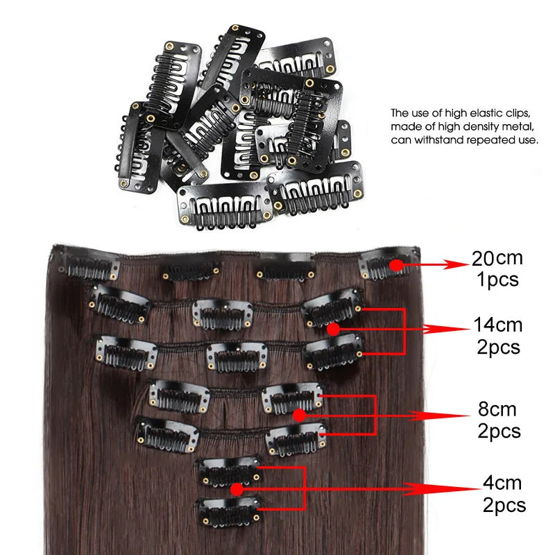 WIGSIN 24 Inch 7 Piece Straight Clip In Hair Extensions