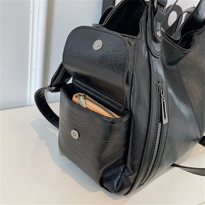 Women’s PU Leather Colorblock Crossbody Shoulder Bag with Compartments