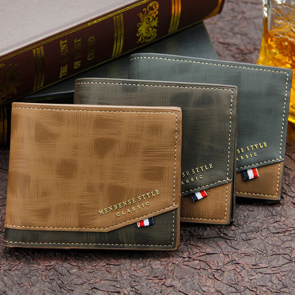 Men's Slim Frosted Leather Wallet with Coin Pocket