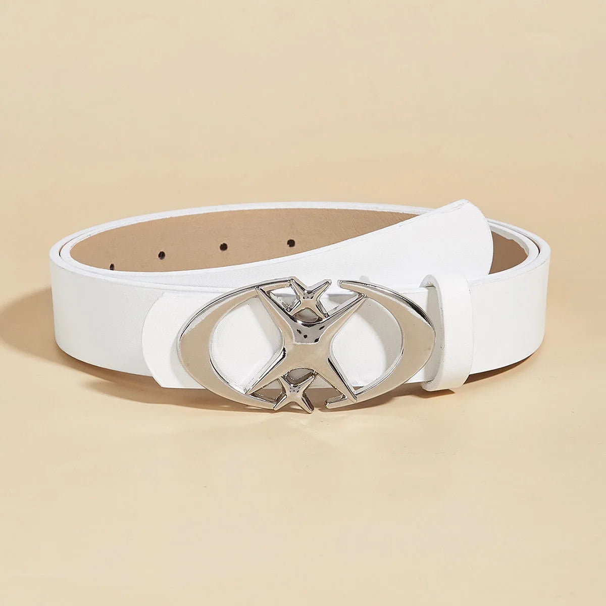 Unisex Oval Cross Buckle Metal Belt