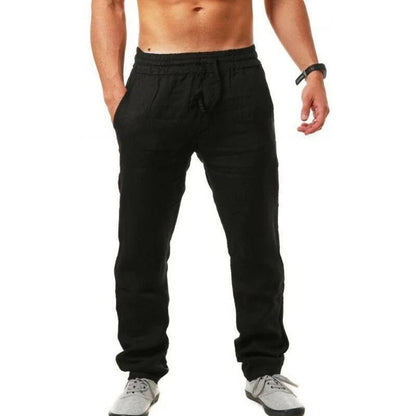Men's Linen Cotton Wide Leg Casual Pants