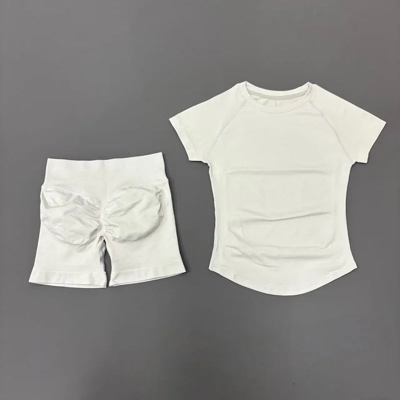 2 Piece Seamless Yoga Top and Shorts Set
