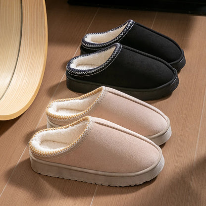 Plush Winter Slippers with Thick EVA Sole for Men & Women Non Slip Home Shoes
