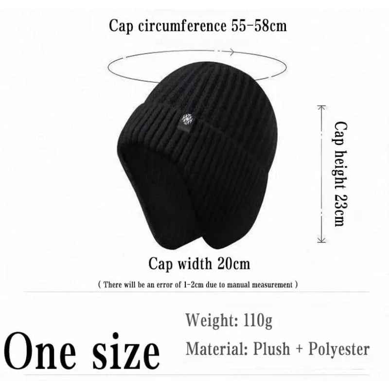 Men's Faux Fur Lined Winter Peaked Hat with Ear Protection