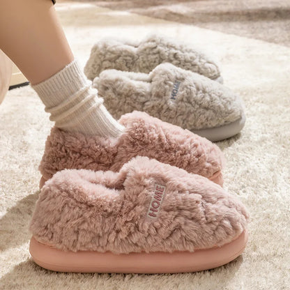 Women's Winter Plush Cotton Slippers Warm Non Slip Home Shoes