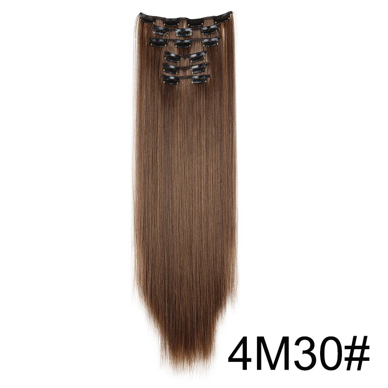 Women's 6 Piece 24 Inch Straight Clip In Hair Extensions