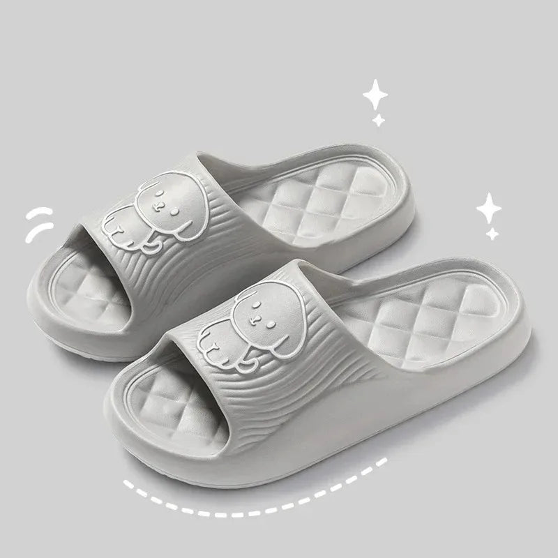 Cute Couple EVA Pillow Slippers Soft Sole Non Slip Bathroom Shoes